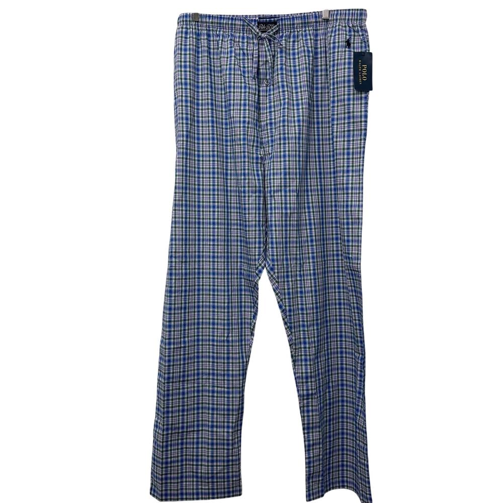 Polo Ralph Lauren Pajama Pants Men’s XL Tall 1XT Lounge Cotton Plaid Blue